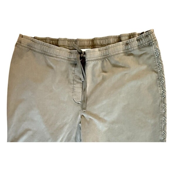 J JIll Olive Full Length Pull On Pants with Embroidered Detail Panel Size 2X - Picture 6 of 10